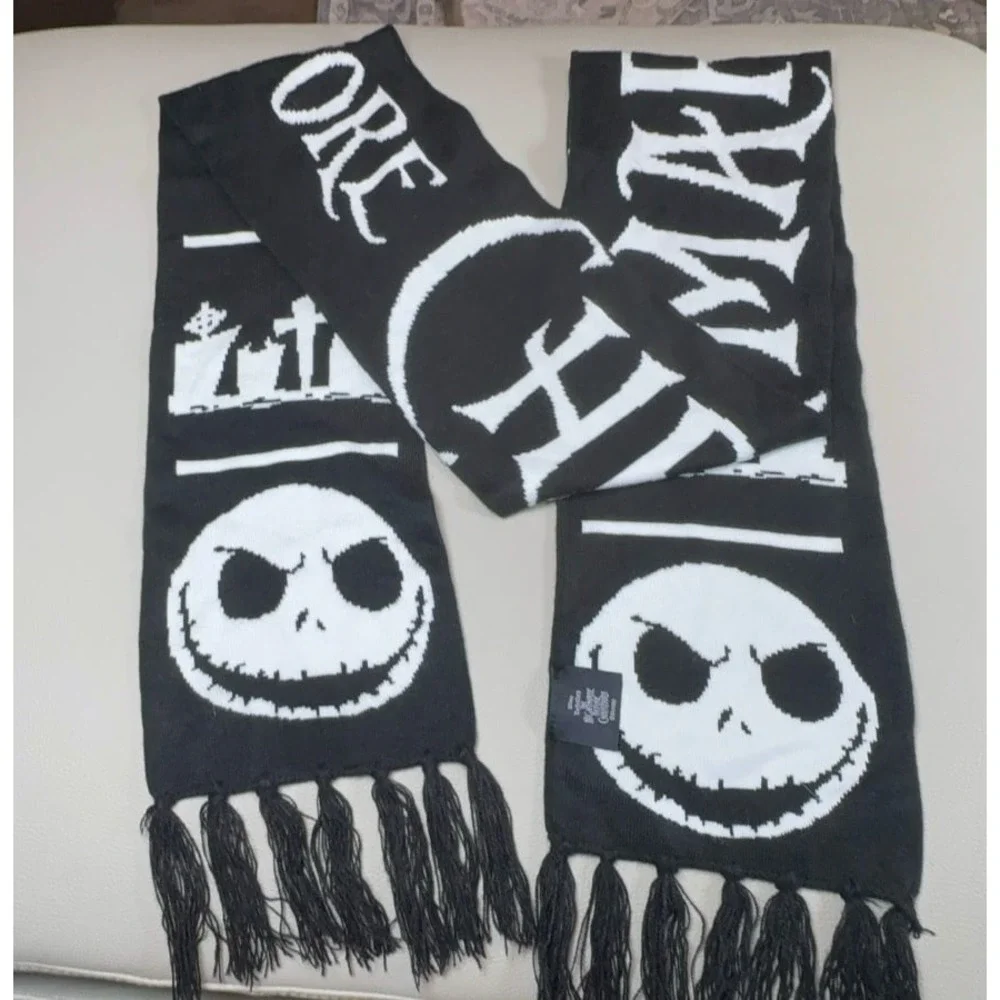 Nightmare Before Christmas Jack Skellington Zero Graveyard Scene Fringe Scarf